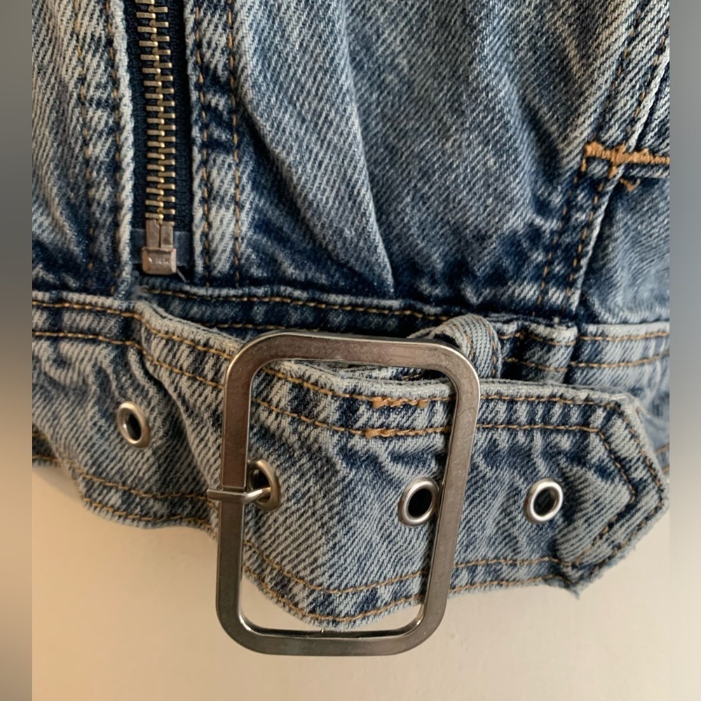 Zara Blue washed effect cropped Denim Jacket size Medium - Picture 5 of 8